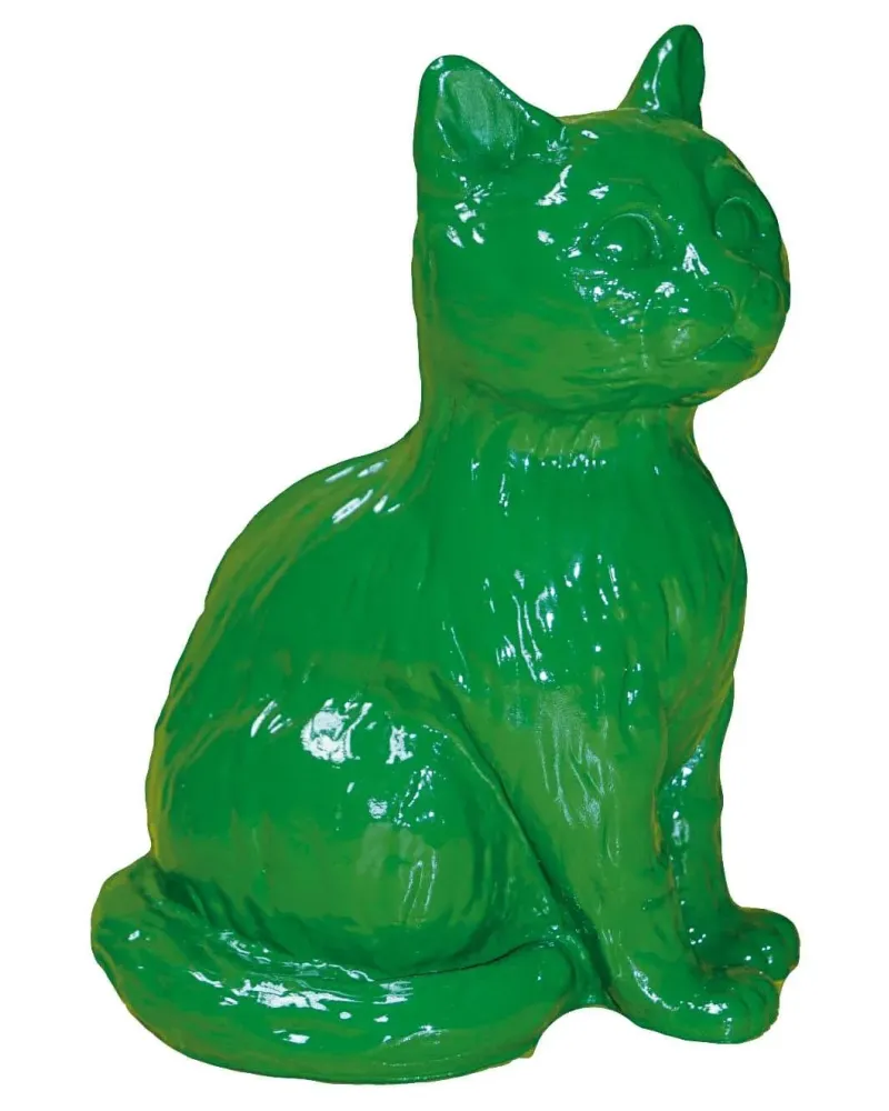 Petit Chat Personnalisable En Resine Le Cadeau Ideal Couleur Vert Ral 6018 Deco Et Artisanat