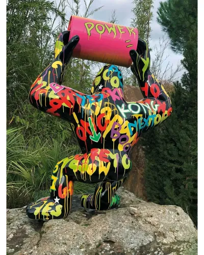 Wild Kong, le Gorille Tonneau métal XL Graffiti - Déco et Artisanat - 4