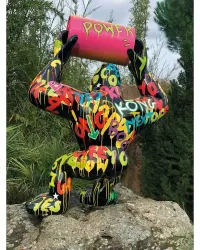 Wild Kong, le Gorille Tonneau métal XL Graffiti - Déco et Artisanat - 4