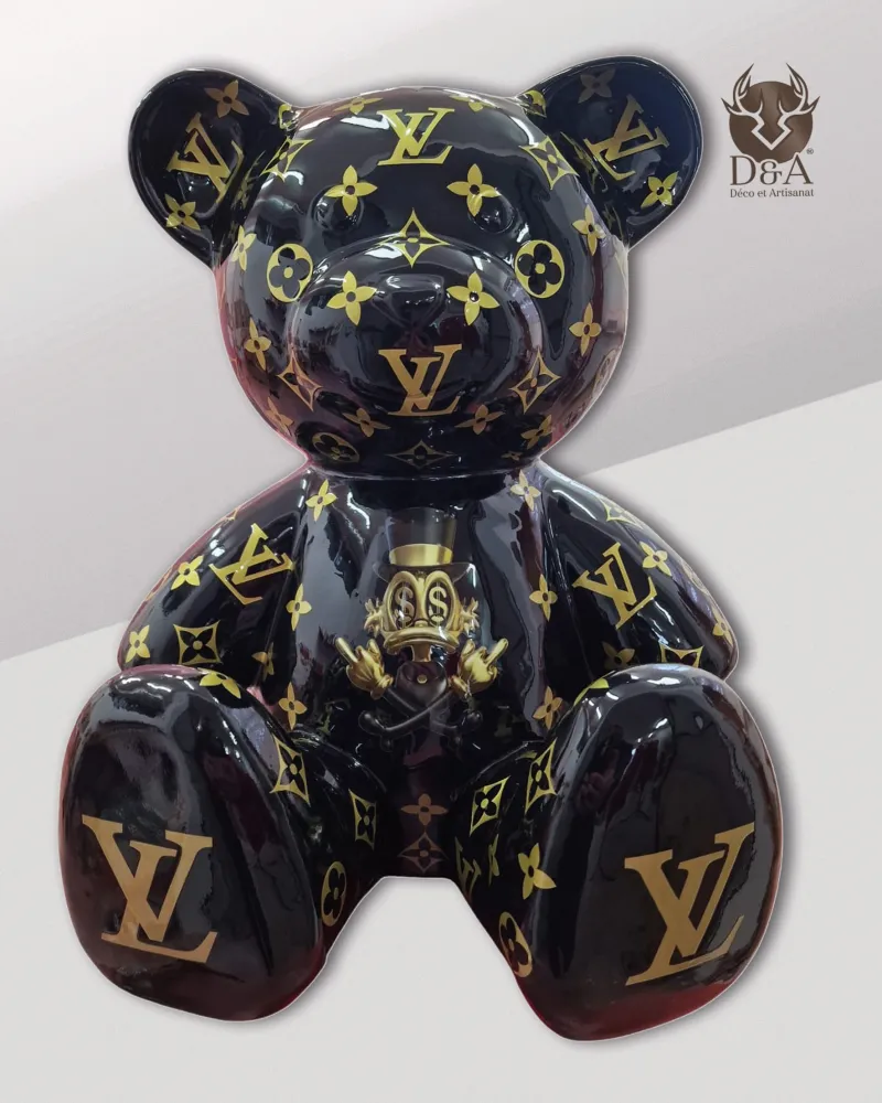 Statue d'un Ourson Louis Vuitton Monogrammes et Picsou pour les addicts de la décoration